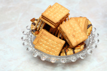 Closeup cookie biscuits on the table