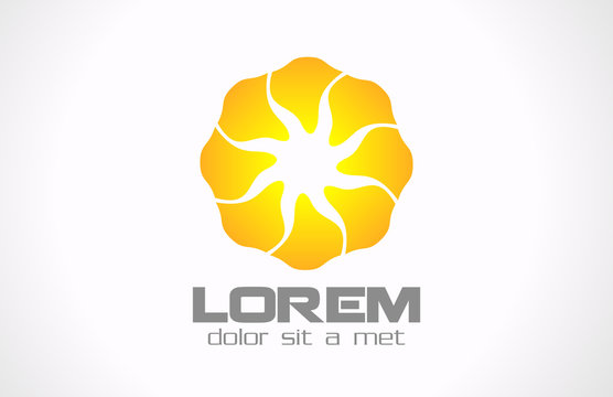 Abstract Flower Logo. Infinite star icon. Sun concept. Vector.