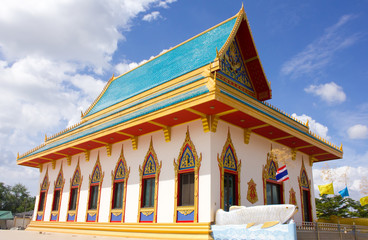 temple in thailand on the blue sky background