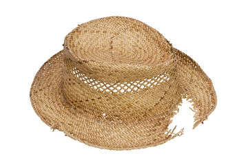 Rustic broken hat made ​​of straw