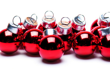 Red christmas balls isolated on white