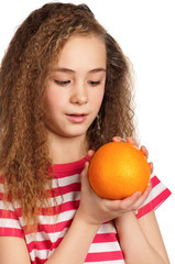 Fototapeta na wymiar Girl with orange