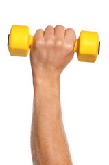 Hand with dumbbells