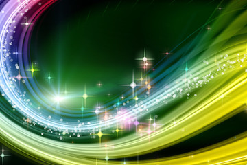 Fantastic christmas wave design with snowflakes and glowing stars