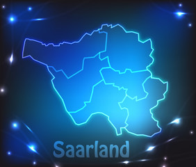 Karte von Saarland mit Leuchtpunkten