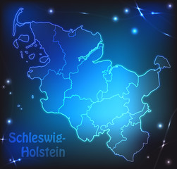 Karte von Schleswig-Holstein mit Leuchtpunkten