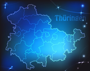 Karte von Thüringen mit Leuchtpunkten