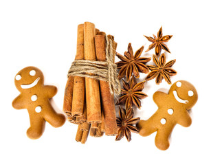 gingerbread man with cinnamon sticks and star anise
