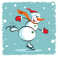 Happy snowman skating