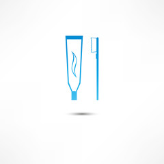 Toothpaste And Toothbrush Icon