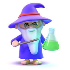 Wizard creates a magic potion