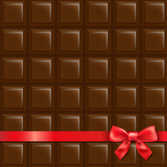 Chocolate Background With Red Bow