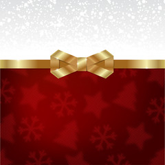 Elegant Christmas background with shiny gold bow.