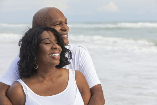 Happy Senior African American Couple on Beach