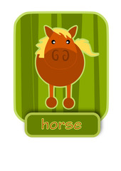 Simple icon - horse on green background.