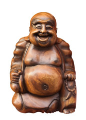 Fototapeta na wymiar Drewniany Happy Buddha