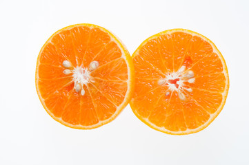 slices of orange on background