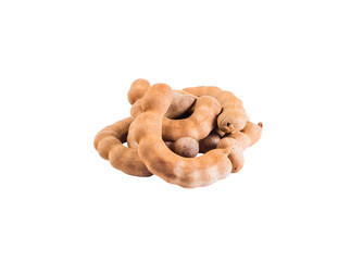 Heap of Tamarind Fruits isolated on white,with clipping path