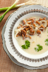 Chantarelle soup with onions