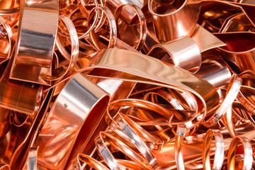 Scrapheap of copper foil (sheet) - obrazy, fototapety, plakaty