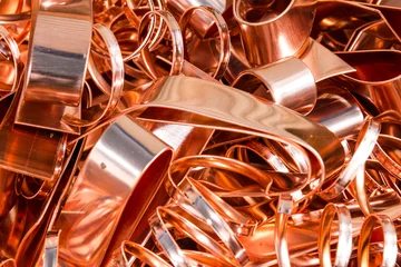 Foto op Plexiglas Scrapheap of copper foil (sheet) © teptong