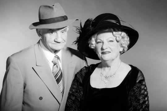 Good looking senior couple vintage style. Black and white.