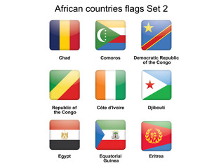 buttons with African countries flags set 2