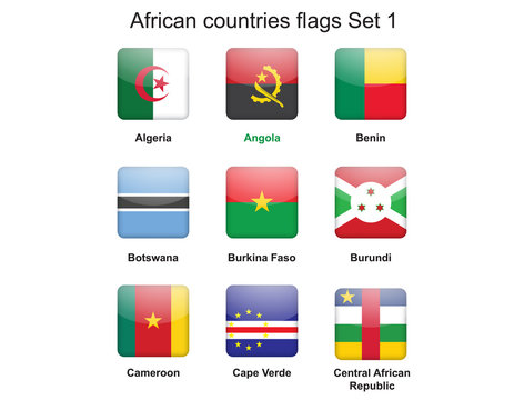 buttons with African countries flags set 1