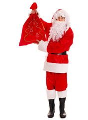 Santa Clause holding gift.