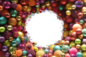 Colorful christmas balls frame