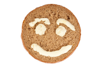 Round of Rye Bread with pictured smile