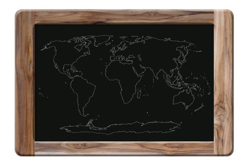 world map on blackboard