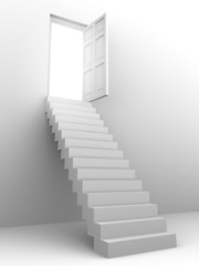 Stairs leading to open doorway