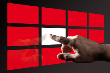 Finger Touching  Red Digital Touch Screen