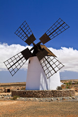 Traditional windmill , Fuerteventura, Canary islands, Spain 