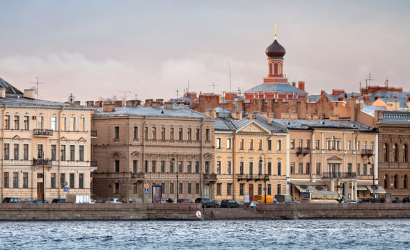 City ​​skyline on Neva river in St.Petersburg, Russia