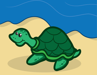 Turtle character on the beach