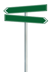 Right left road route direction pointers this way signs, green