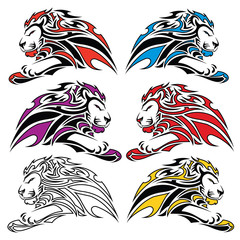 Naklejka premium Isolated colorful lion symbols