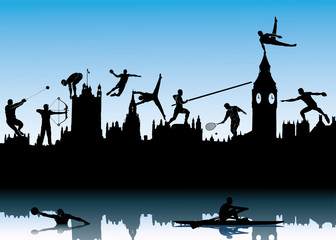 Fototapeta na wymiar Londyn skyline z sportowej sylwetki