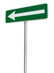 Left traffic route only direction sign turn pointer green