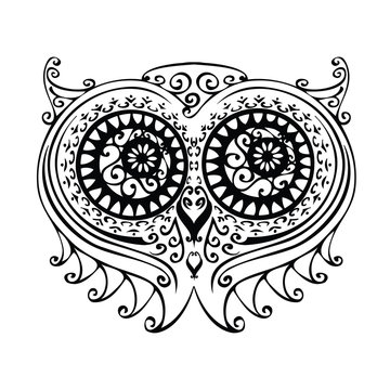 Decorative owl illustration - free hand drawing