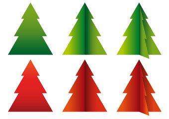 Alberi di Natale stilizzati verdi e rossi