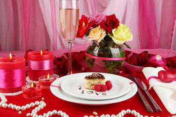 Table setting in honor of Valentine's Day