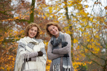 Fototapeta premium Portrait of Women Friends in Autumn