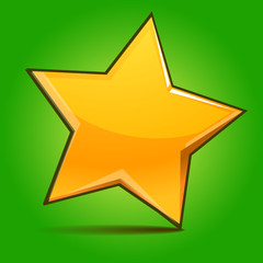 Gold christmas star on green background