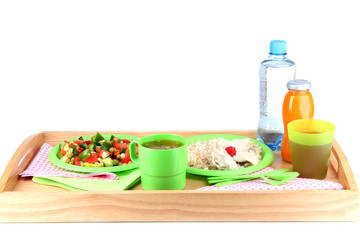 The food on plane isolated on white