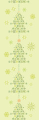 Vector Green Snowflakes Textured Christmas Trees Vertical