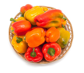 Red peppers in basket