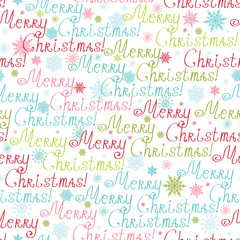 Vector Merry Christmas Text Seamless Pattern Background with